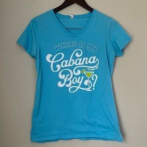 Live and Tell | Blue Cabana Boy V-Neck Tee | Medium​​